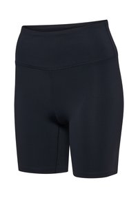 Sorte atletikshorts lavet af strækbart materiale, med bred talje og glatte sømme for komfort og bevægelsesfrihed.