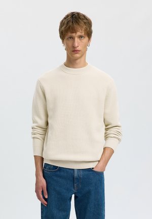 Selected, SLHDANE STRUCTURE CREW NECK - Striktrøje - oatmeal