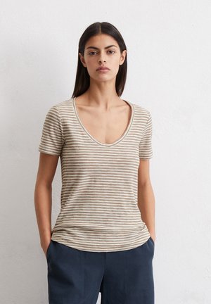 SHORT SLEEVE V NECK  STRIPED - T-shirt imprimé - multi dusty brown  inside out