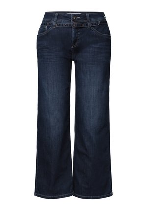 Street One, JEANS CULOTTES WITH A BELT DETAIL - Wide Leg - deep blue washed