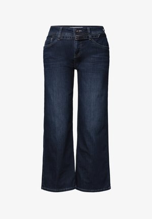 Street One, JEANS CULOTTES WITH A BELT DETAIL - Wide Leg - deep blue washed