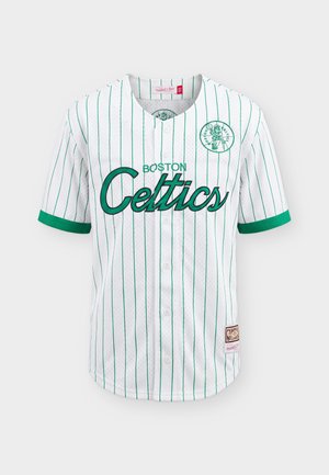 Mitchell & Ness, HEAD COACH STRIPED BUTTON FRONT BOSTON CELTICS - Αθλητικό μπλουζάκι - white