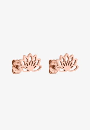 Roségoldstecker in Form von Lotusblumen mit offenem Cut-out-Design und Schmetterlingsverschluss.