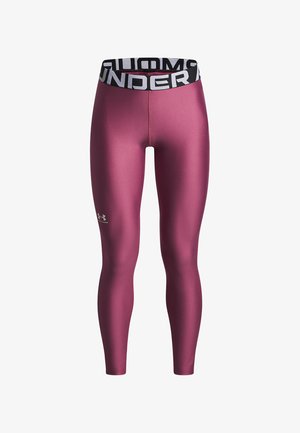 Damskie legginsy sportowe w głębokim burgundowym odcieniu, o elastycznej, gładkiej fakturze. Posiadają czarny i biały elastyczny pas z logo.