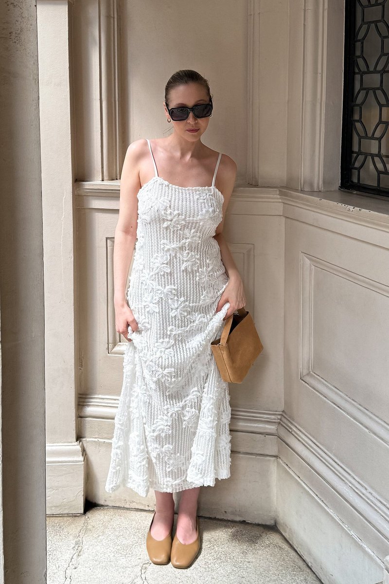 NA-KD FLORAL Vestito lungo white/bianco