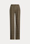 GLEN CHECK PLEATED STRETCH WOOL TROUSER - Housut - brown multi