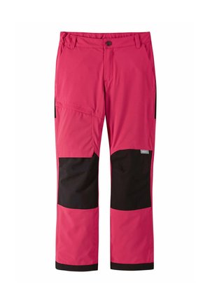 Pantaloni da esterno rosa con accenti neri sulle ginocchia e nella parte bassa della gamba. Caratterizzati da tasche e un tessuto resistente e texture. Vita elasticizzata per un comfort ottimale.