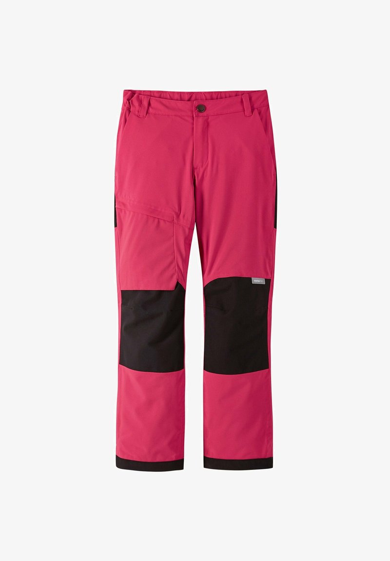 Pantaloni da esterno rosa con accenti neri sulle ginocchia e nella parte bassa della gamba. Caratterizzati da tasche e un tessuto resistente e texture. Vita elasticizzata per un comfort ottimale.