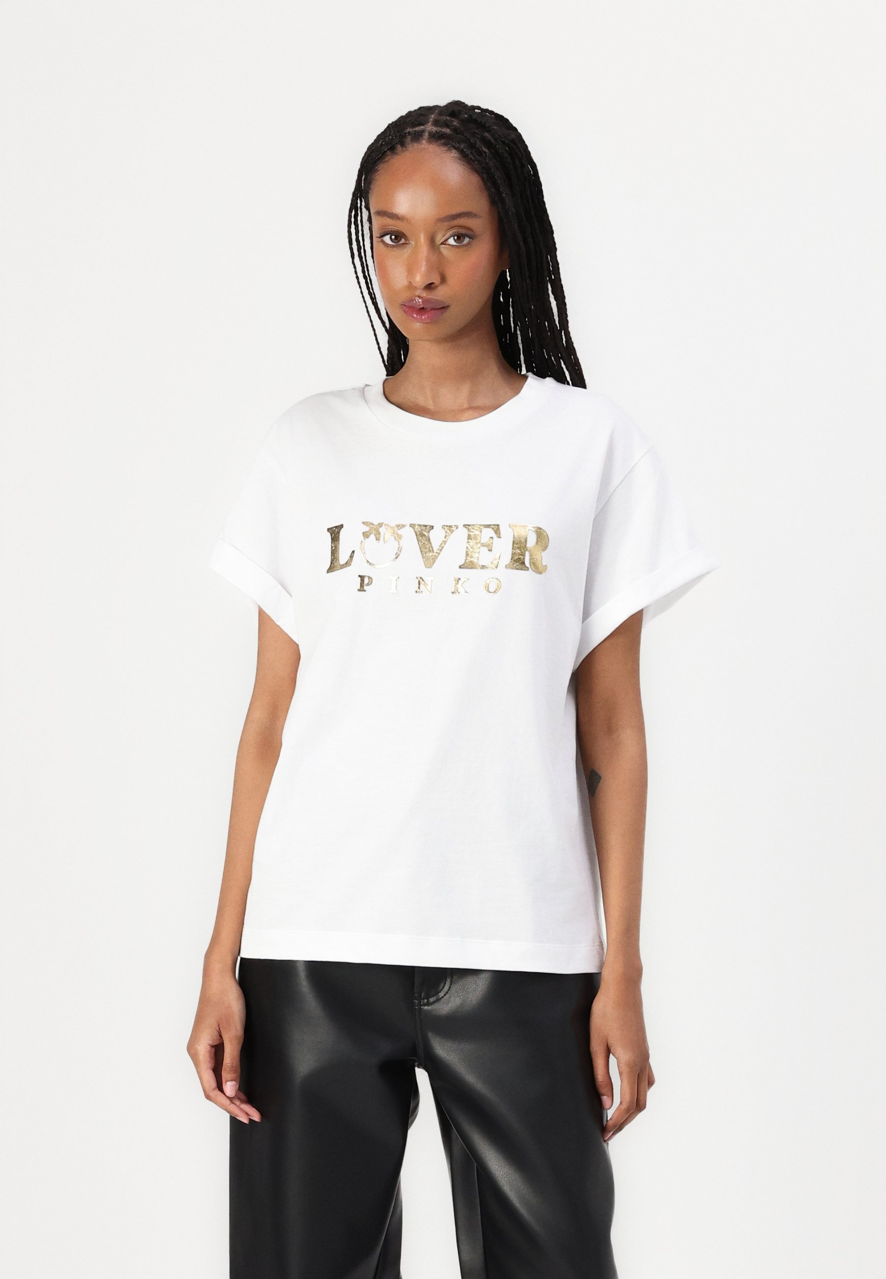 売れ筋商品|||ピンコ Tシャツ レディース トップス MYLAR LOVER - Print T-shirt - bianco/oro free Pinko MYLAR LOVER - T-Shirt print - bianco/oro free/rosa