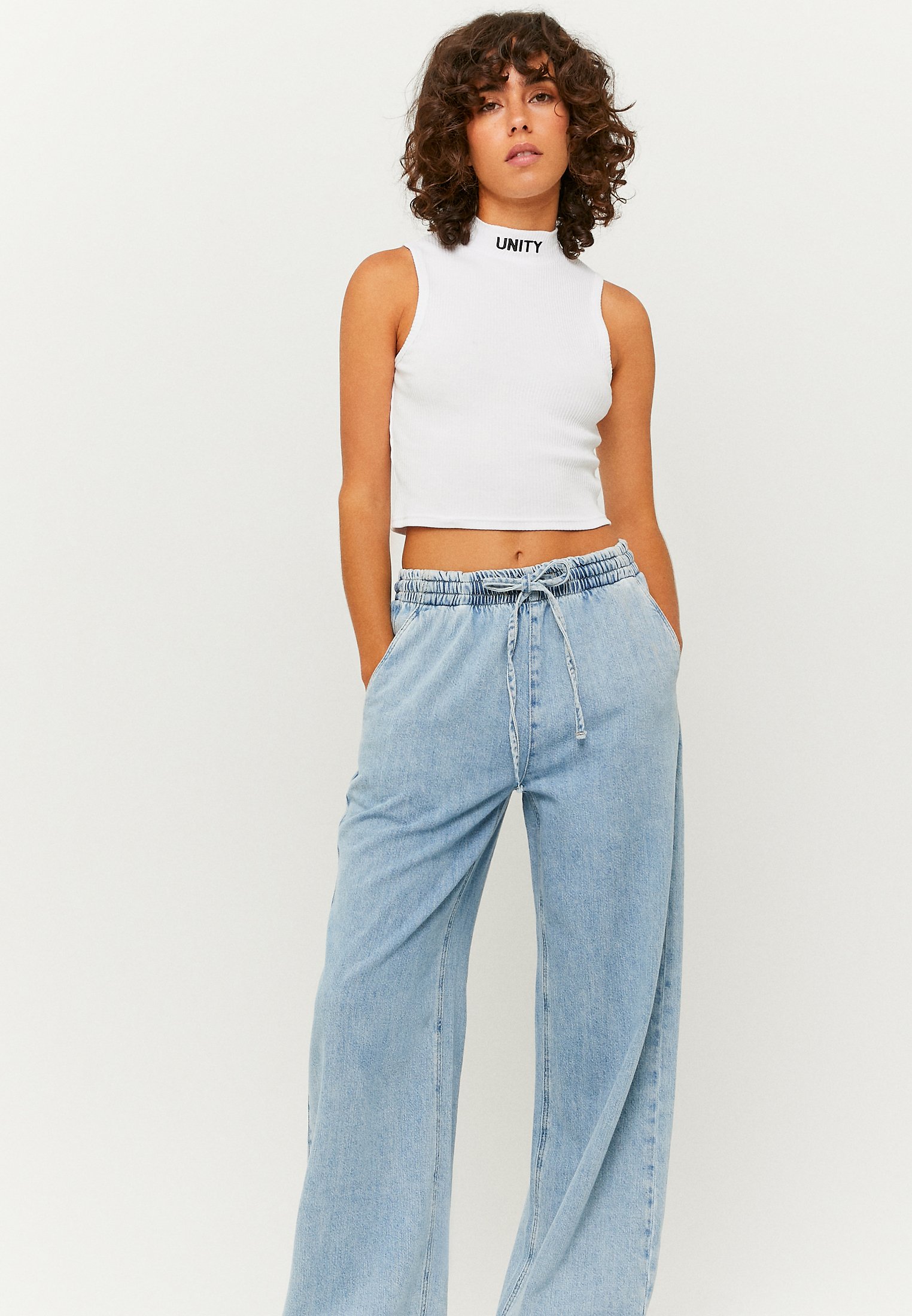 TALLY WEiJL PAPERBAG - Flared Jeans - blu/bleached denim - Zalando.de