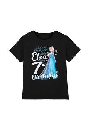 Disney FROZEN BRIGHT LIKE ELSA 7T BIRTHDAY - Print T-shirt - black
