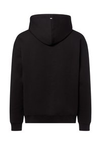 Felpa nera con cappuccio realizzata in una morbida miscela di cotone, dotata di un cappuccio ampio, polsini a costine e un design pulito e minimalista senza loghi visibili.