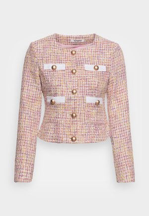 FITTED JACKET WITH CONTRAST TRIM - Sportovní sako - pink/white