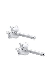 Silberne Ohrstecker mit einem Pfotenabdruck-Design und polierter Oberfläche. Gerade Steckverschluss für sicheren Sitz.
