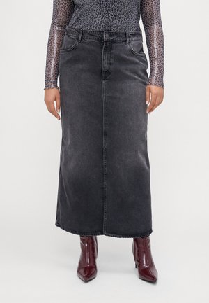 CARCILLA LONG SLIT SKIRT - Maxiskjørt - washed black
