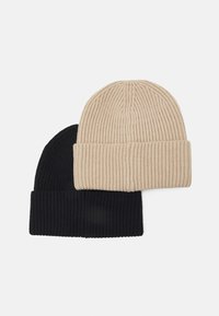 Pier One UNISEX 2 PACK - Beanie - black/beige