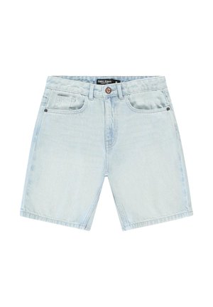 Lichtblauwe denimshorts met een regular fit, vijf zakken, een knoopsluiting en gestikte details langs de zoom.