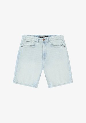 Lichtblauwe denimshorts met een regular fit, vijf zakken, een knoopsluiting en gestikte details langs de zoom.