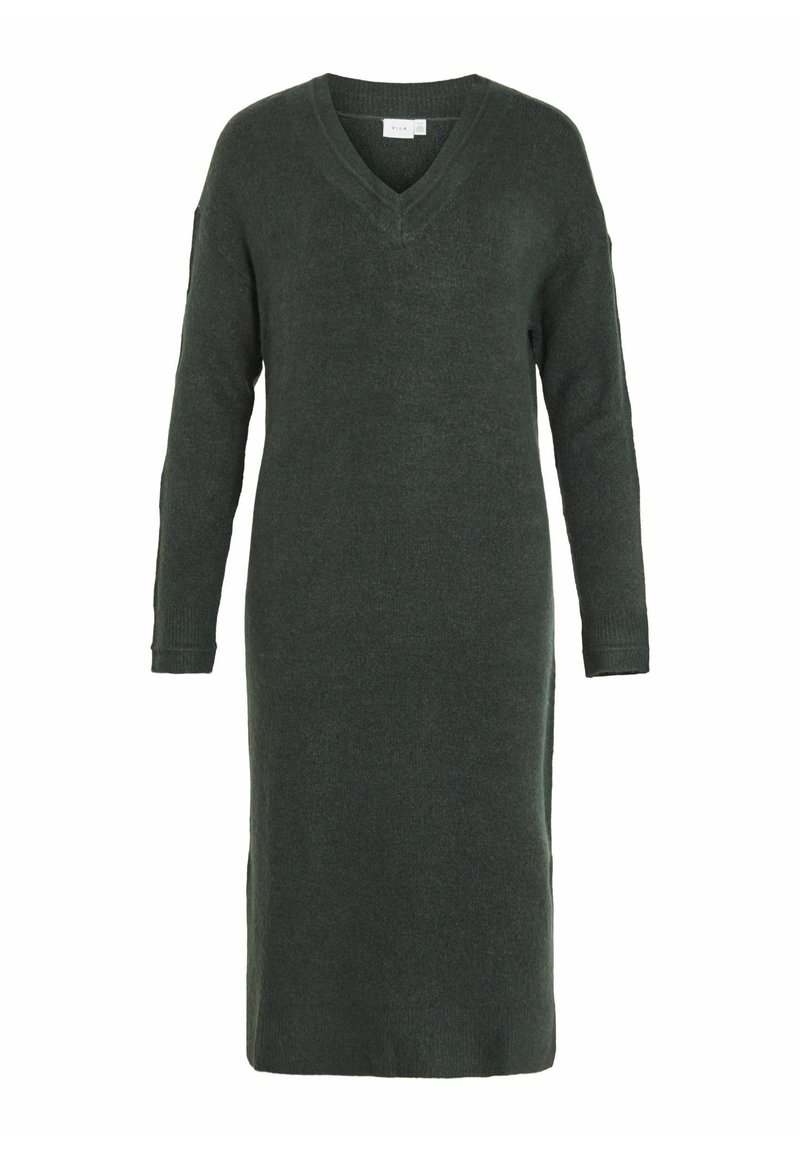 Vila Gebreide jurk donkergroen