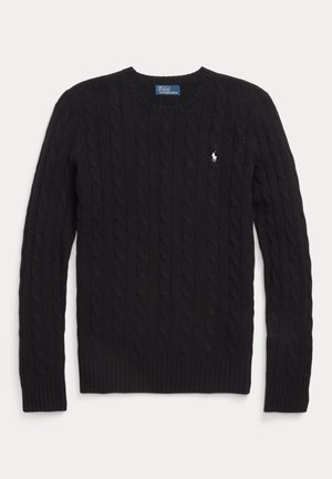 CABLE WOOL CASHMERE CREWNECK SWEATER - Svetrík - black