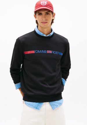 Tommy Hilfiger LOGO STRIPE FRENCH TERRY SWEATSHIRT - Sportinis megztinis - black