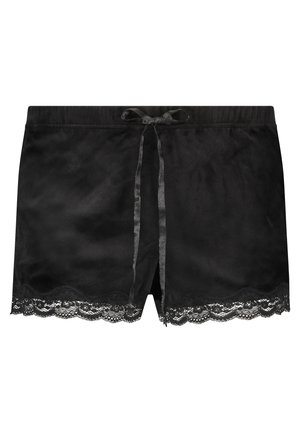 Hunkemöller AUS VELOURS MIT SPITZE - Pantaloni de pijama - black
