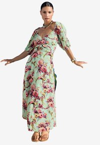 Love & Roses TWIST FRONT PUFF SLEEVE REGULAR FIT - Maksi garuma kleita - green floral
