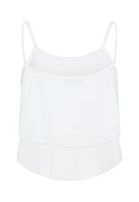 Camisole blanche double couche sans manches avec fines bretelles et coupe ample et fluide.