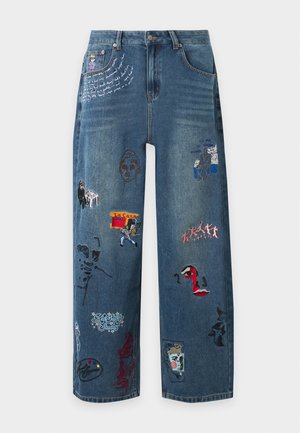 Kidsuper, EMBROIDERED PAINTINGS BALOON PANTS - Baggy jeans - blue
