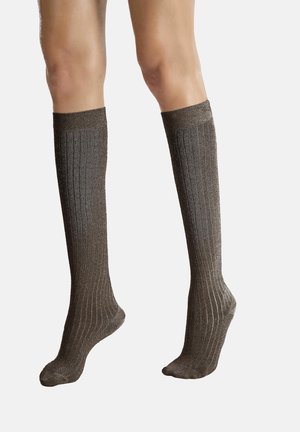 Wolford, SHIMMER RIB KNEE-HIGHS - Chaussettes hautes - silver-coloured