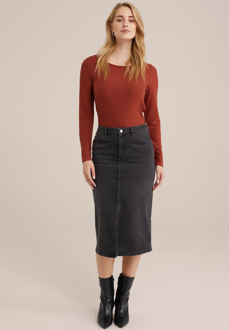 WE Fashion Longsleeve gemêleerd bruin WE Fashion Longsleeve gemêleerd bruin