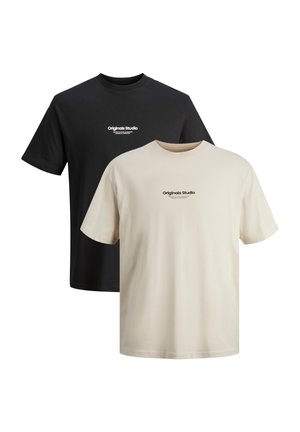 2-ER SET LOGO JORVESTERBRO - Print T-shirt - schwarz beige