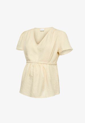 MAMALICIOUS, TOP NORMAL GESCHNITTEN V-AUSSCHNITT TOP - Bluza - birch