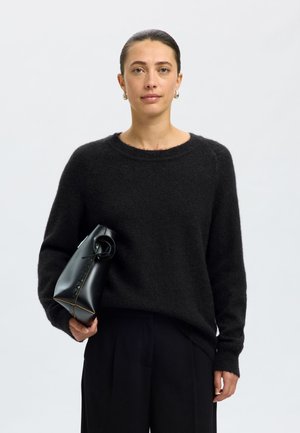 Selected Femme LULU O-NECK - Strickpullover - black