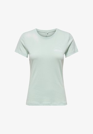 Light green short-sleeve t-shirt made of soft, smooth fabric featuring a small white text graphic that reads "LIMITLESS" near the neckline.