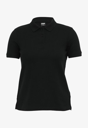 Mustast polosärgist klassikalise krae, lühikeste varrukatega ja kolme nupuga nööpklapiga. Valmistatud siledast kangast, külgedel lõhikuga äärel.