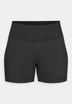 Fekete sportnadrág elasztikus anyagból, magas derékkal, sima varrásokkal és lágy tapintású felülettel, látható minták nélkül.