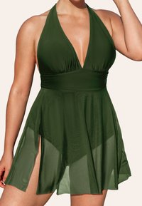 Cupshe PLUNGE HALTER  - Badpak - dark gree