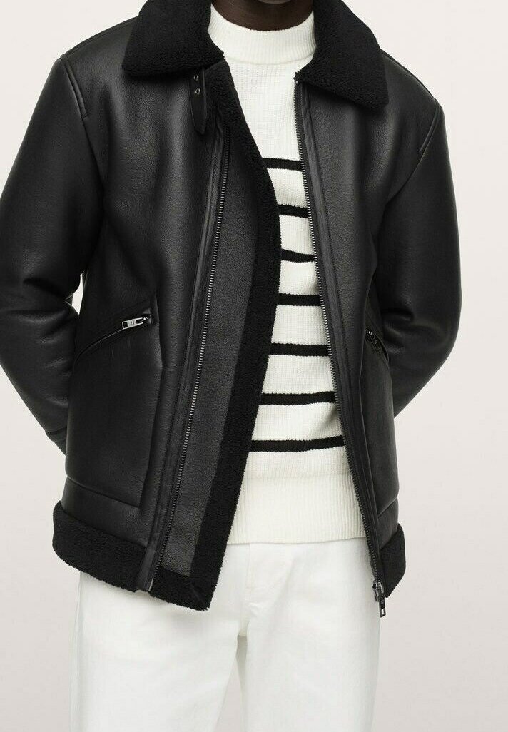 Mango Chaqueta de cuero sintético - black