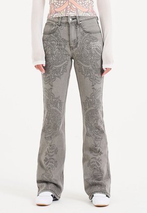 ICE GEISHA - Bootcut jeans - white grey