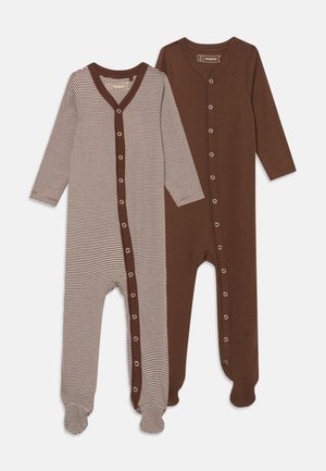 STRIPE 2 PACK UNISEX - Naktstērps - brown/white