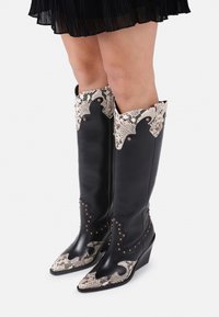 Bronx NEW KOLE - Biker-/cowboysaappaat - black/oatmilk/white