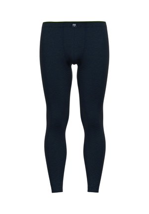 Leggings navy realizzati in un materiale testurizzato e elastico. Presentano una vita di colore verde a contrasto e un design aderente per il massimo comfort.