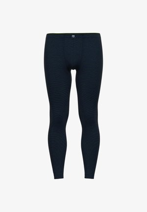 Leggings navy realizzati in un materiale testurizzato e elastico. Presentano una vita di colore verde a contrasto e un design aderente per il massimo comfort.