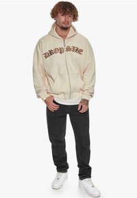 Dropsize SUPER HEAVY MID FRONT EMBO - Sweatjakke - coconut milk
