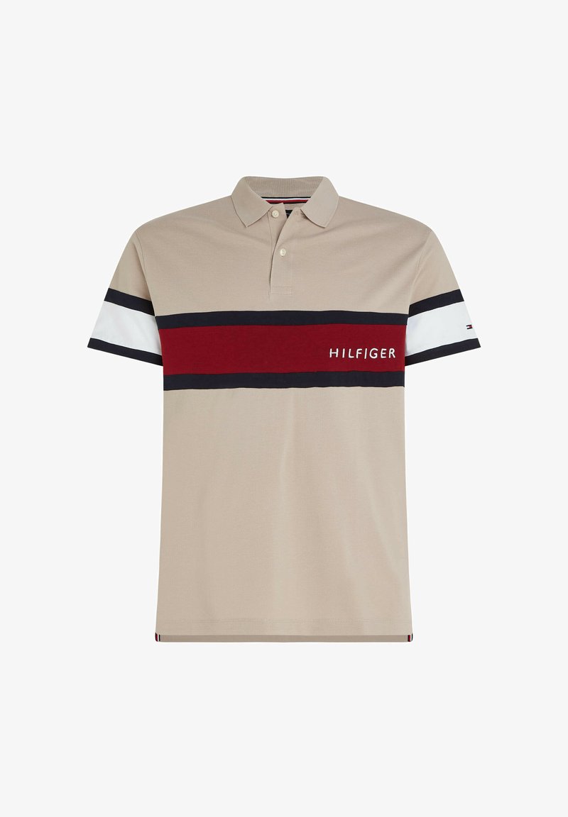Tommy Hilfiger COLOURBLOCK PLACEMENT Poloshirt Stone graniet tommy-hilfiger-colourblock-placement-poloshirt-stone-graniet