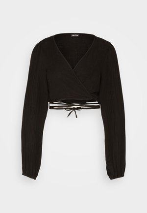 Pieces PCSTINA WRAP CROP  - Langærmet T-shirt - black