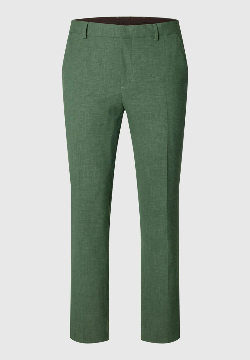 green sequin cowl neck dress Mens Chinos Slim Fit Stretch Flat-Front Dark Green Skinny Dress Pants –  ALLELMS main image 0