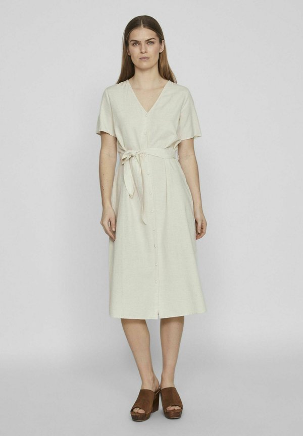 MIDI KURZÄRMELIGES - Shirt dress - super light natural melan4