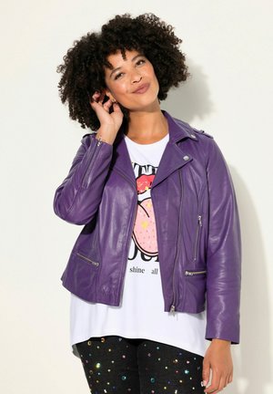BIKER SNAP-FASTENED COLLAR ZIPPER - Nahkatakki - violet
